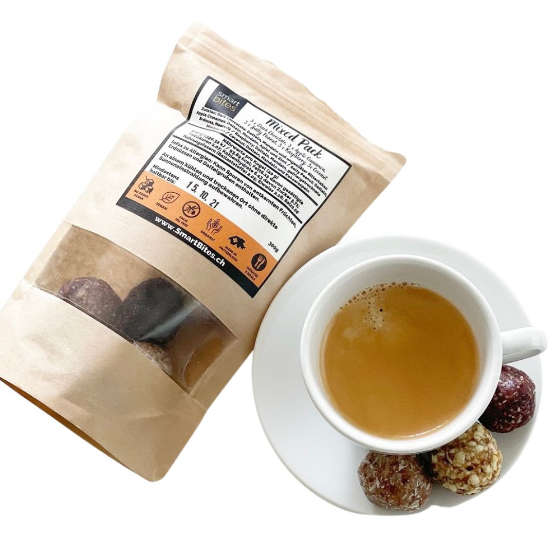Mixed Pack Chocolate, Coconut and Peanut (15 vegane und zuckerfreie Kugeln)